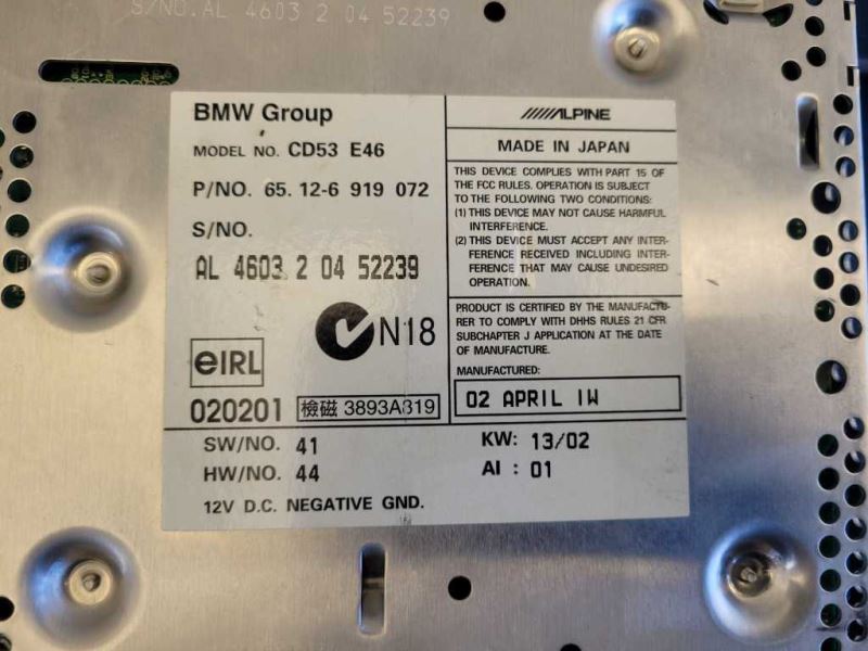 2001-2006 BMW M3 Convertible Audio Equipment Radio AM FM CD Player Receiver 2451 - The Parts Farm