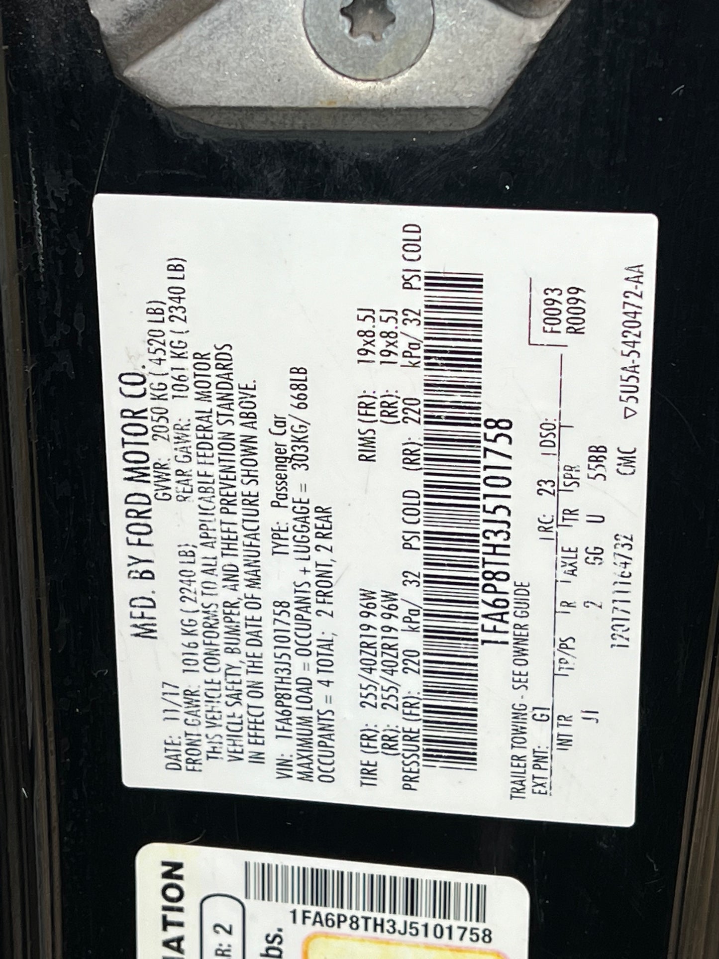 Stock 2655. 2018 Ford Mustang EcoBoost S550 Clear Title 2.3L Yurbo 10R80 Auto Trans 122k Miles - The Parts Farm