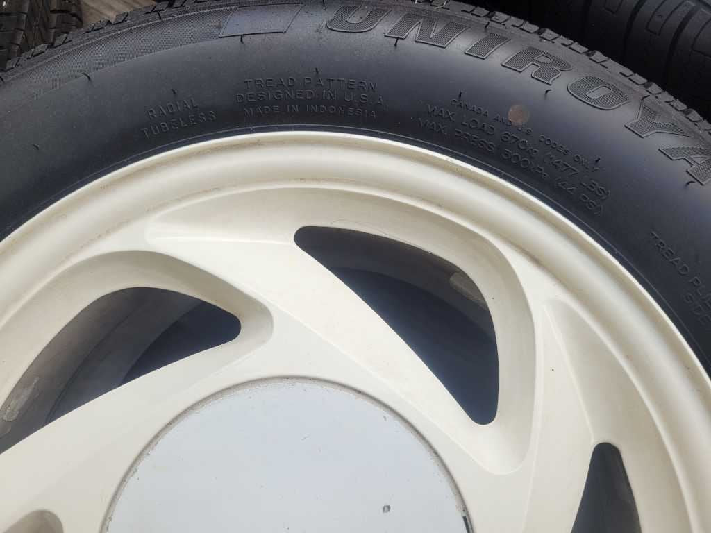 1990 Ford Mustang ASC Mclaren Convertible Set Wheels 15x7 White Paint Tire 2603 - The Parts Farm