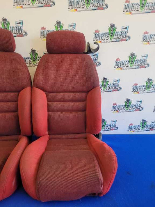 1994-1995 Ford Mustang GT Coupe Set Red Cloth Seats Bucket No Tracks *Rip*