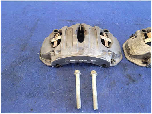 2011-2018 Porsche Cayenne Diesel Pair Front Brake Calipers Gray 2579