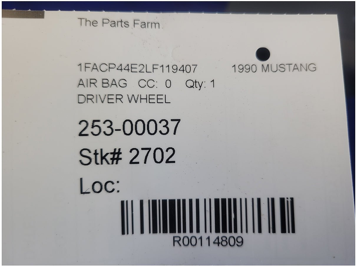 1990 Ford Mustang GT Driver Air Bag Steering Wheel Black Dash Trim 2702 - The Parts Farm