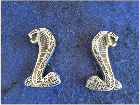 2007-2009 Ford Mustang GT500 Shelby Pair Fender Emblems Snake 2808
