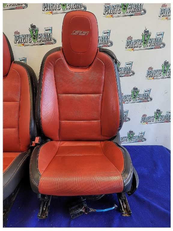 2010 - 2012 Chevrolet Camaro SS Coupe Set Seats Leather Heat Orange Scuffs 2707 - The Parts Farm