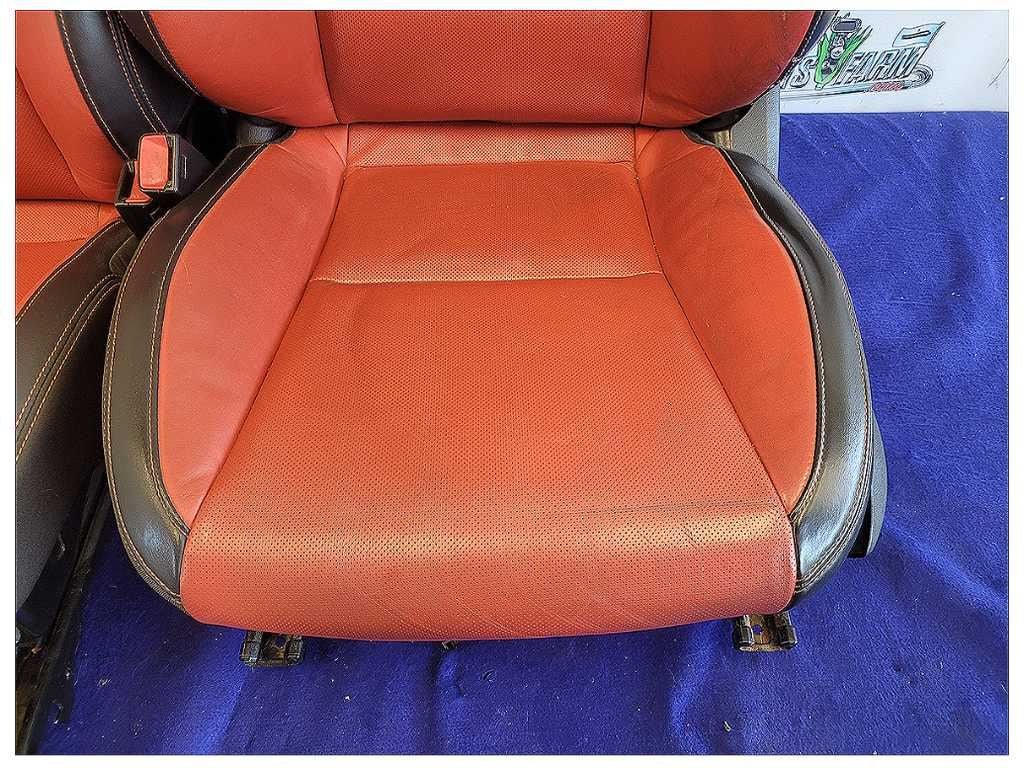 2010 - 2012 Chevrolet Camaro SS Coupe Set Seats Leather Heat Orange Scuffs 2707 - The Parts Farm