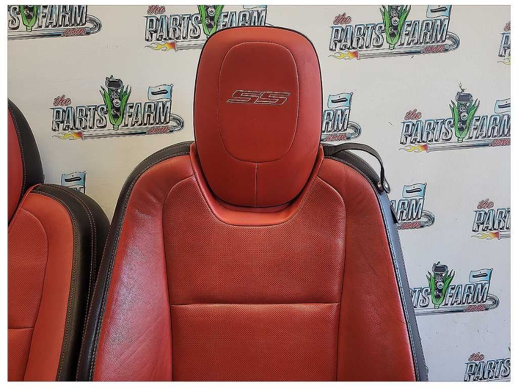 2010 - 2012 Chevrolet Camaro SS Coupe Set Seats Leather Heat Orange Scuffs 2707 - The Parts Farm