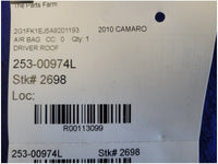 2010 Chevrolet Camaro SS Coupe Driver Roof or Curtain Air Bag 2698 - The Parts Farm