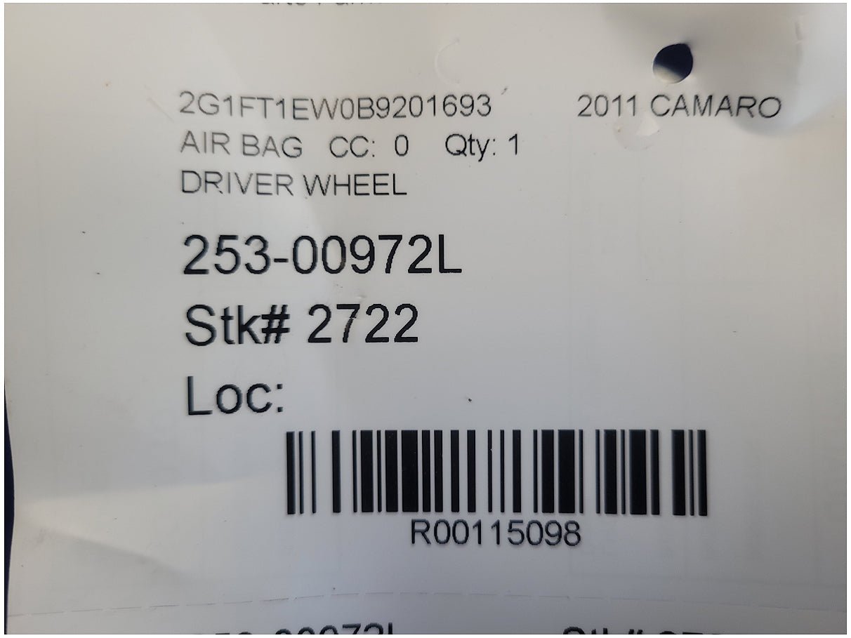 2011 Chevrolet Camaro SS Coupe Driver Air Bag Steering Wheel Dash Front 2722 - The Parts Farm