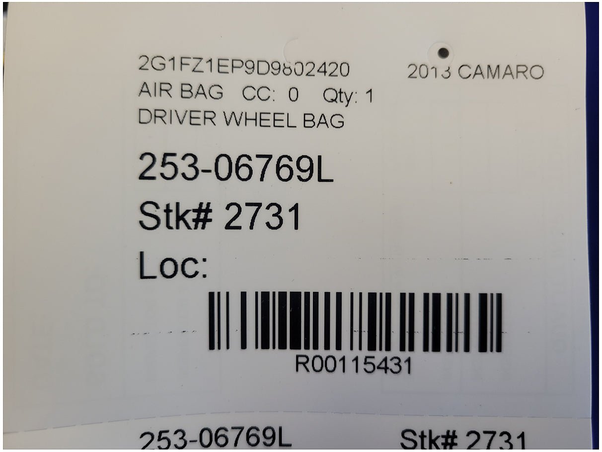 2013 Chevrolet Camaro SS Coupe Driver Air Bag Steering Wheel 2731 - The Parts Farm