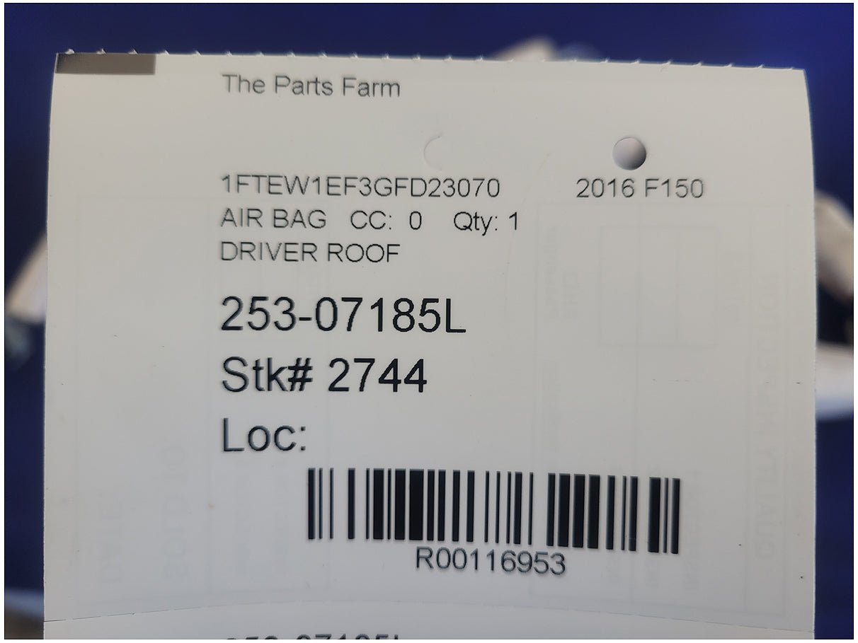 2015 - 2017 Ford F150 F - 150 Pickup Truck Driver Upper Roof Curtain Air Bag Crew Cab 2744 - The Parts Farm