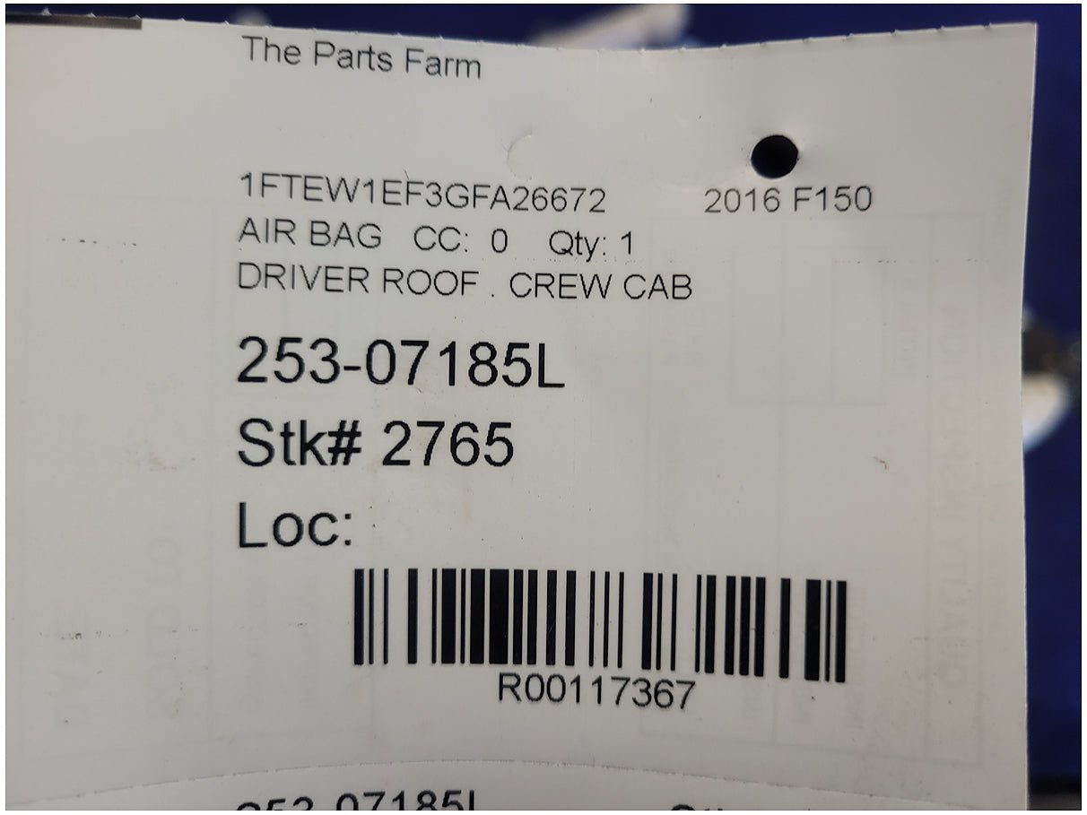 2015 - 2017 Ford F150 F - 150 Pickup Truck Driver Upper Roof Curtain Air Bag Crew Cab 2765 - The Parts Farm