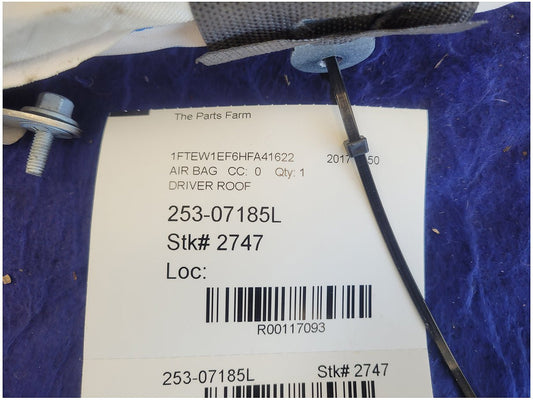 2015 - 2017 Ford F150 F - 150 Pickup Truck Passenger Upper Roof Curtain Air Bag 2747 - The Parts Farm