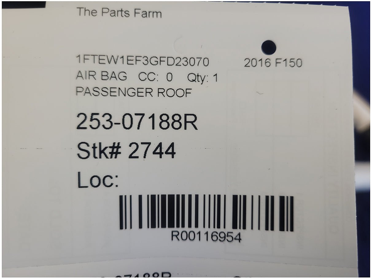 2015 - 2017 Ford F150 F - 150 Pickup Truck Passenger Upper Roof Curtain Air Bag Crew Cab 2744 - The Parts Farm