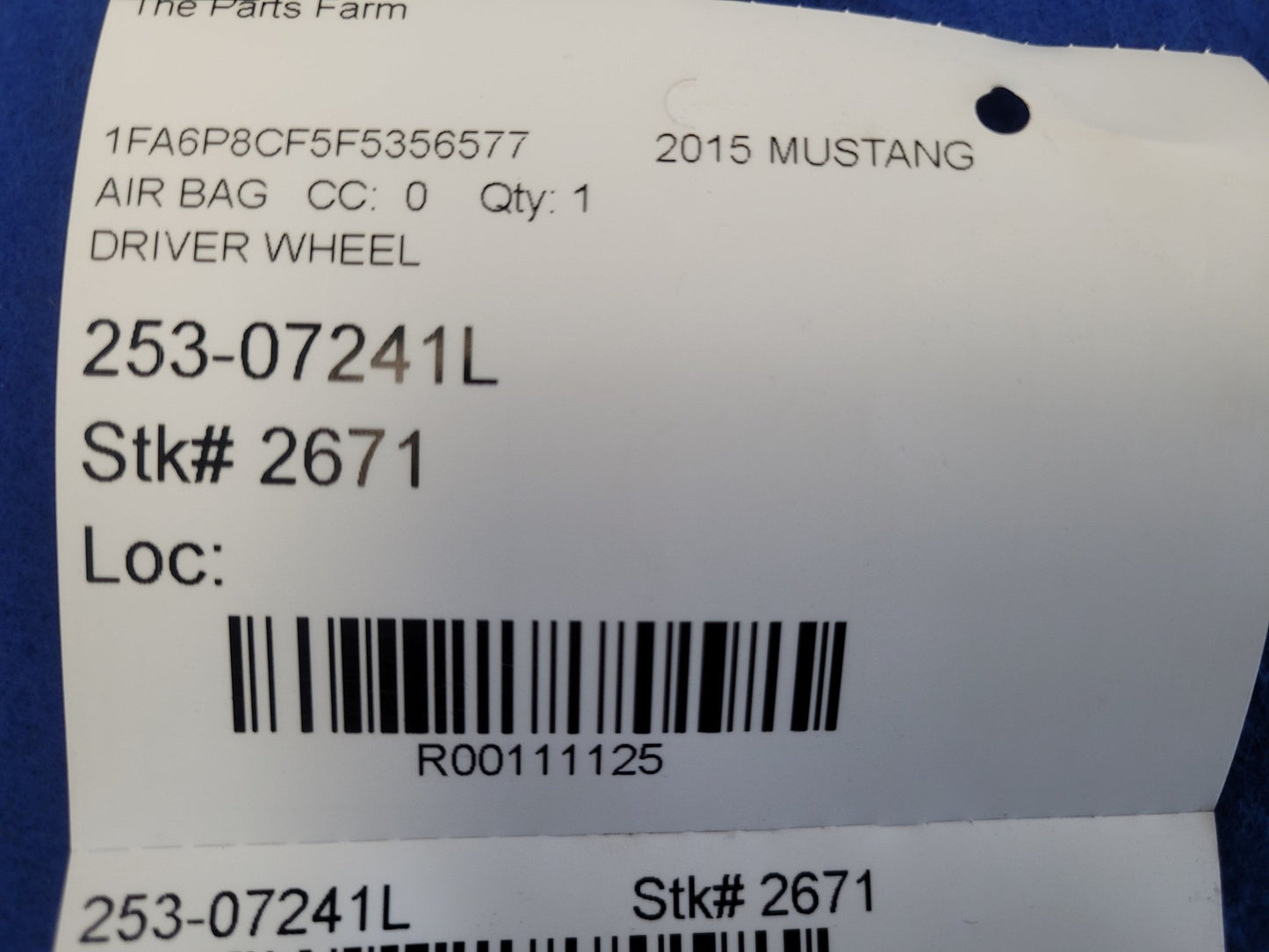 2015 - 2017 Ford Mustang GT S550 Air Bag Driver Steering Wheel Left Dash 2671 - The Parts Farm