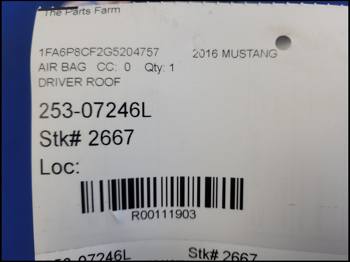2015 - 2017 Ford Mustang GT S550 Driver Roof Curtain Air Bag 2667 - The Parts Farm