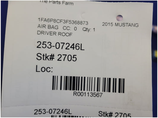 2015-2017 Ford Mustang GT S550 Driver Roof Curtain Air Bag 2705