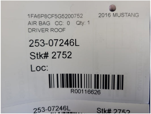 2015-2017 Ford Mustang GT S550 Driver Roof Curtain Air Bag 2752