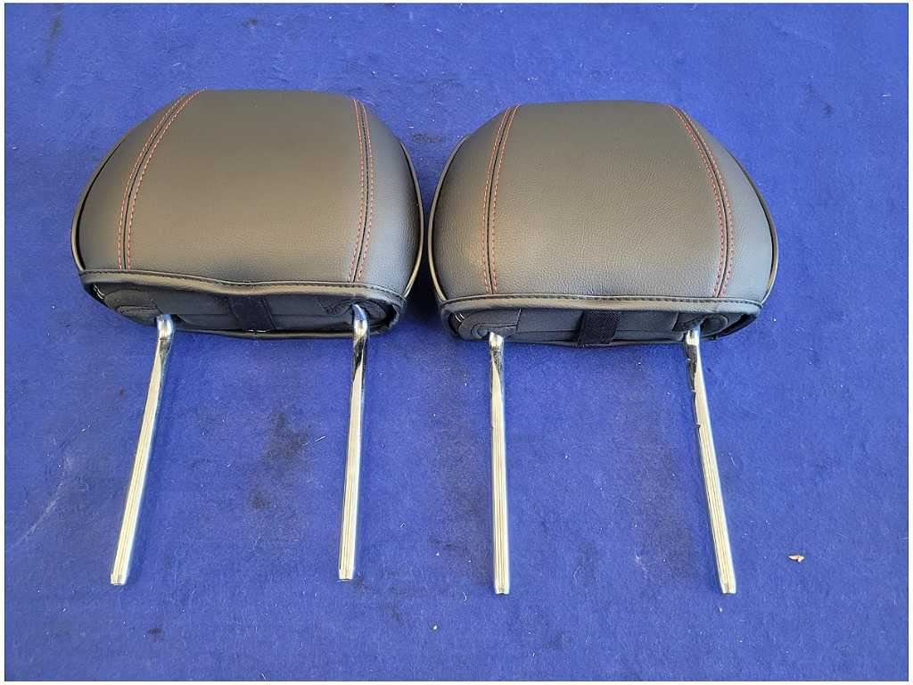 2015 - 2017 Ford Mustang GT S550 Pair Front Leather Headrests Red Stitching 2776 - The Parts Farm