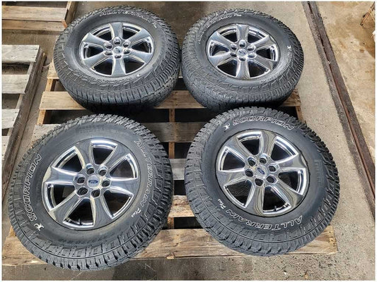 2015-2020 Ford F150 Truck Set Wheels 18x7.5 6 Spoke Chrome Rims Tires *Read 2915 - The Parts Farm