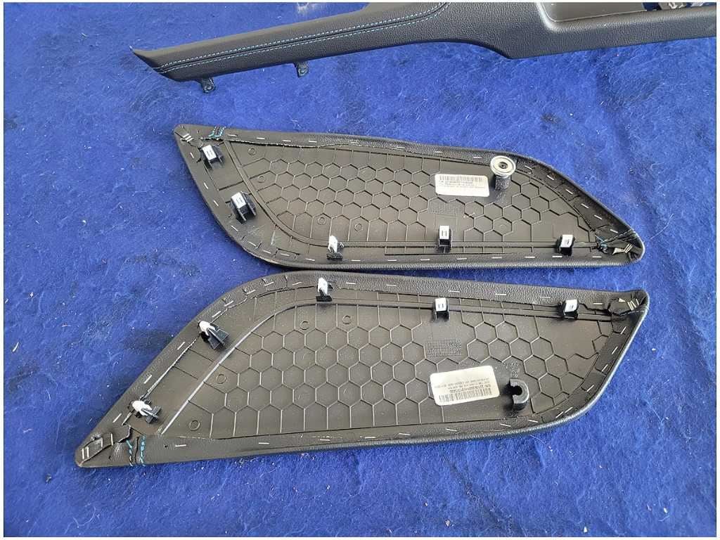 2015-2023 Ford Mustang GT S550 Center Console Knee Pads Blue Stitch 2888 - The Parts Farm