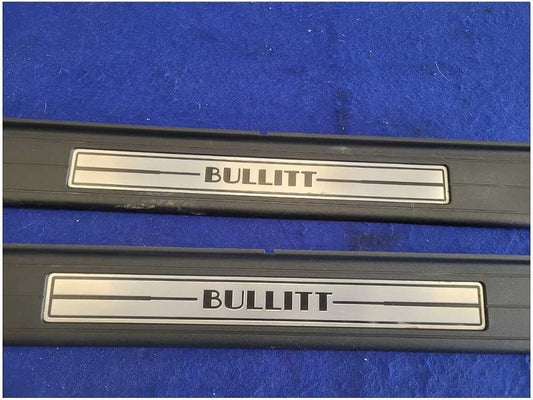 2015-2023 Ford Mustang GT S550 Pair Door Sill Plates Scuff Bullitt Logo 2769