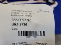 2015 Chevrolet Camaro SS Coupe Passenger Roof Curtain Air Bag 2736 - The Parts Farm
