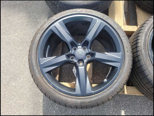 2016 - 2019 Chevy Camaro SS Rear Wheel 20x9.5 Black Spoke Goodyear Tire C43 - The Parts Farm