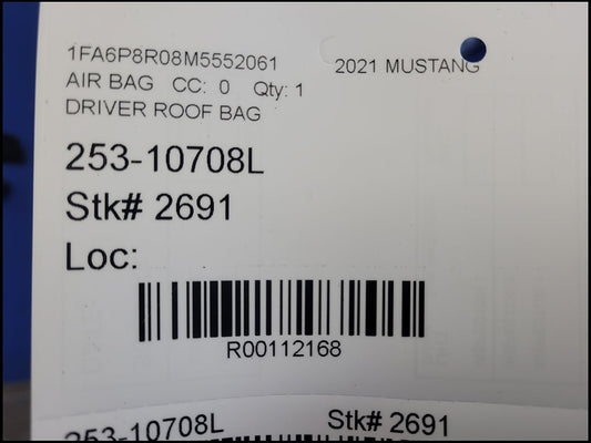 2018-2023 Ford Mustang GT S550 Coupe Driver Upper Roof Curtain Air Bag 2691