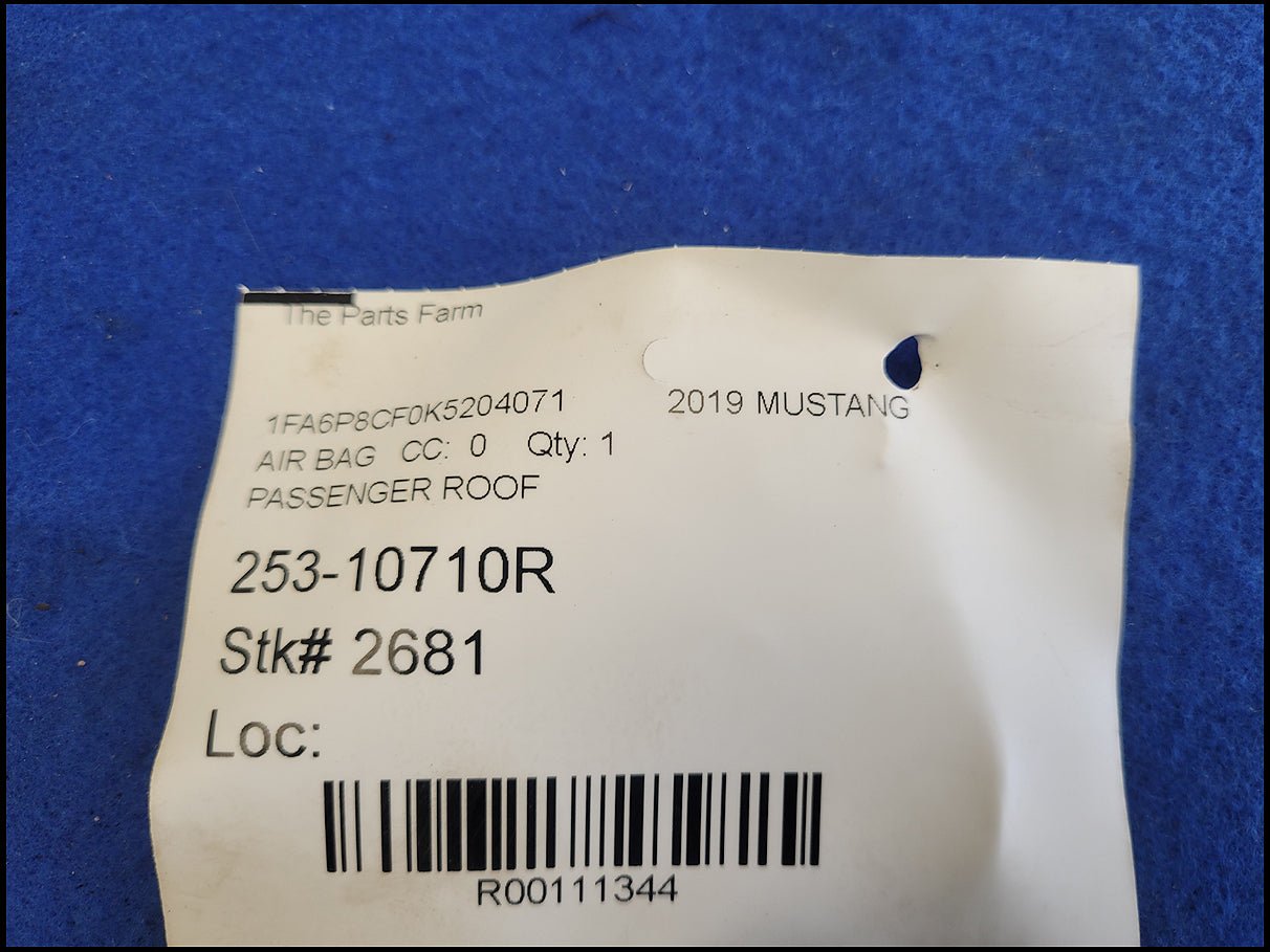 2018 - 2023 Ford Mustang GT S550 Coupe Passenger Upper Roof Curtain Air Bag 2681 - The Parts Farm