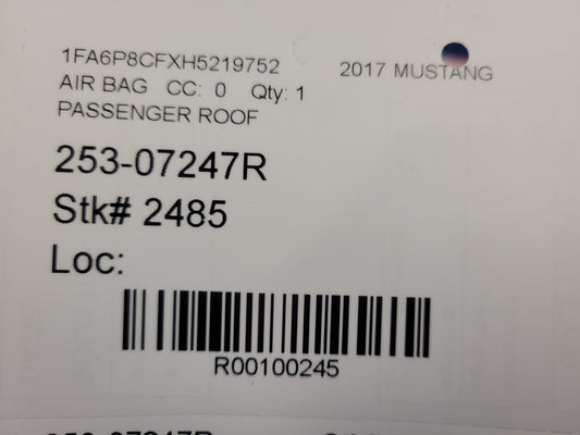 2015-2017 Ford Mustang GT Coupe Passenger Roof Curtain Air Bag 2485