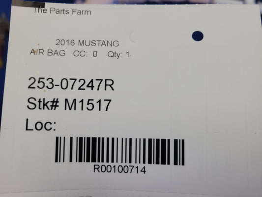 2015-2017 Ford Mustang GT S550 Passenger Roof Curtain Air Bag M1517