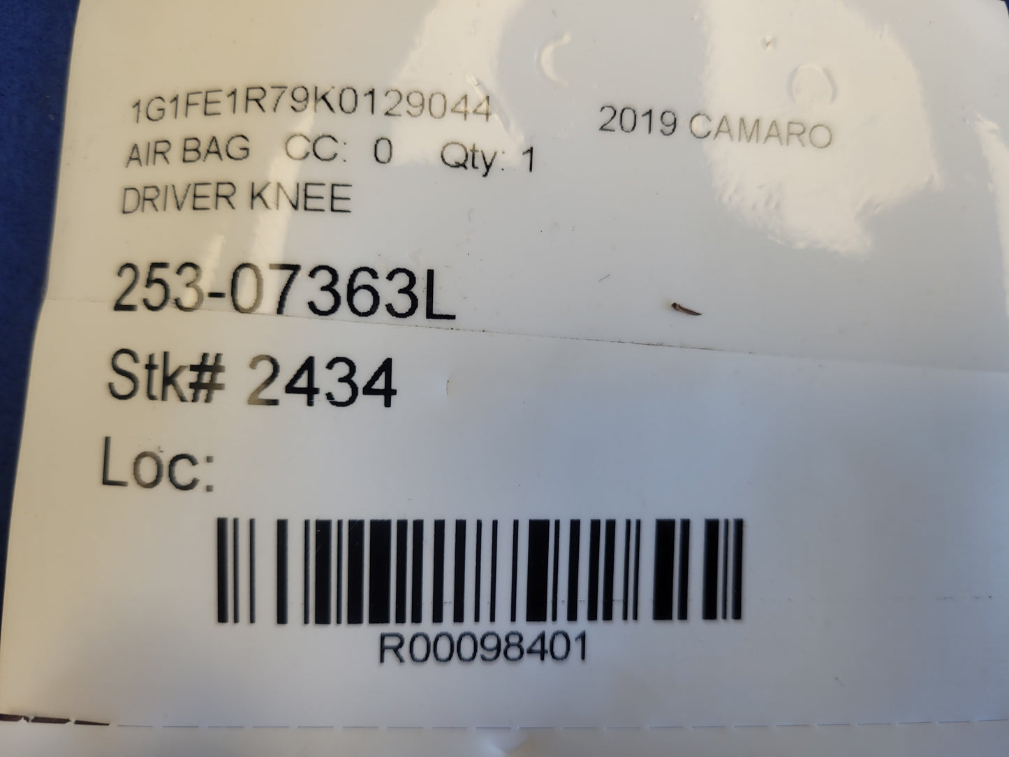 2019 Chevrolet Camaro SS Driver Lower Knee Air Bag 2434 - The Parts Farm