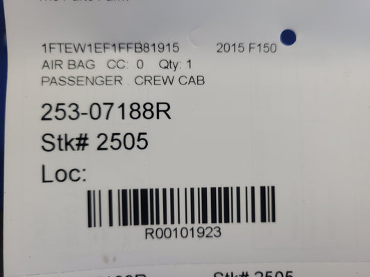 2015-2017 Ford F150 Pickup Truck Passenger Crew Cab Roof Curtain Air Bag 2505