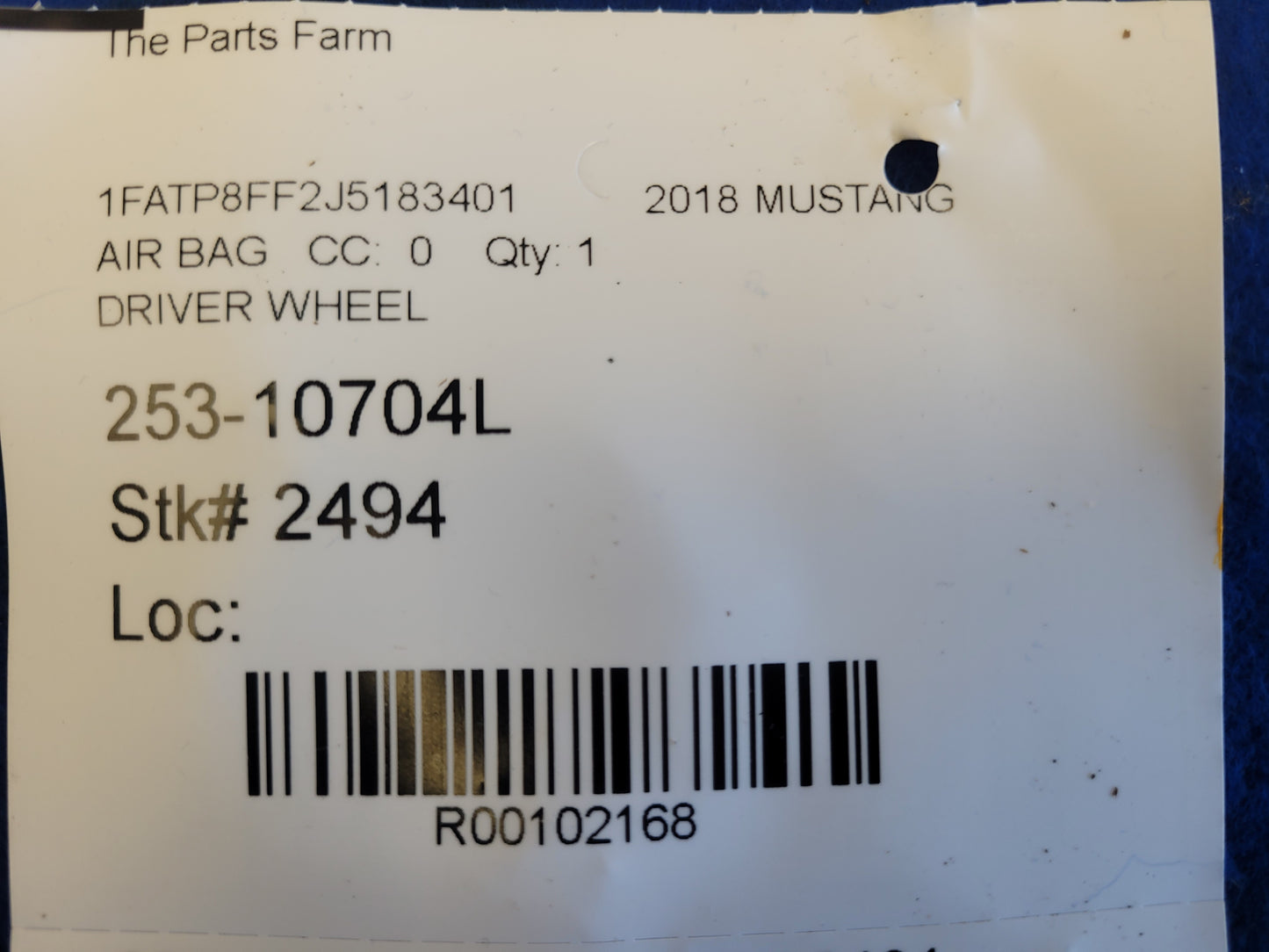 2018-2023 Ford Mustang GT S550 Driver Air Bag Steering Wheel 2494 - The Parts Farm