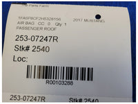 2017 Ford Mustang GT S550 Passenger Roof Curtain Air Bag 2540 - The Parts Farm