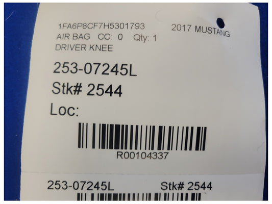 2015-2017 Ford Mustang GT S550 Driver Lower Knee Air Bag 2544