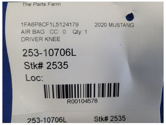 2018-2023 Ford Mustang GT S550 Coupe Driver Knee Lower Air Bag 2535