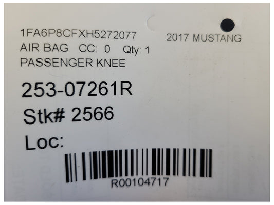 2015-2017 Ford Mustang GT S550 Passenger Air Bag Glove Box Right Dash 2566