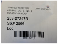 2015-2017 Ford Mustang GT S550 Coupe Passenger Upper Roof Curtain Air Bag 2566 - The Parts Farm