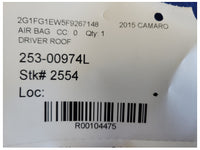 2015 Chevrolet Camaro SS Coupe Driver Roof Curtain Air Bag 2554 - The Parts Farm