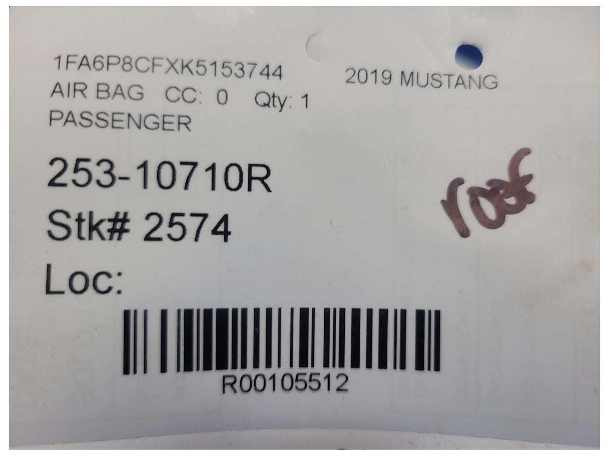 2018-2023 Ford Mustang GT S550 Coupe Passenger Upper Roof Curtain Air Bag 2574 - The Parts Farm