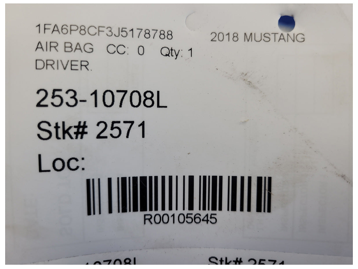 2018-2023 Ford Mustang GT S550 Coupe Driver Upper Roof Curtain Air Bag 2571 - The Parts Farm