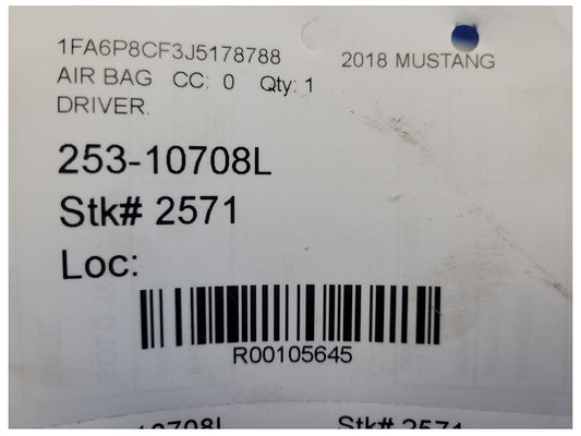 2018-2023 Ford Mustang GT S550 Coupe Driver Upper Roof Curtain Air Bag 2571