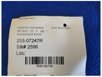 2015-2017 Ford Mustang GT S550 Coupe Passenger Upper Roof Curtain Air Bag 2596 - The Parts Farm
