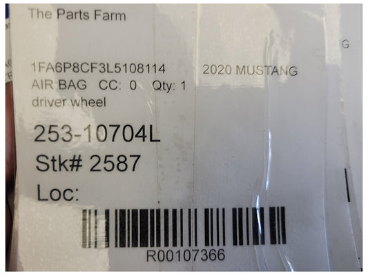 2028-2023 Ford Mustang GT S550 Air Bag Driver Steering Wheel 2587