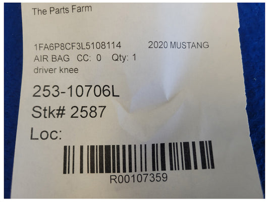 2018-2023 Ford Mustang GT S550 Driver Lower Knee Air Bag Dash Left LH 2587