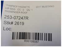 2015-2017 Ford Mustang GT S550 Passenger Upper Roof Curtain Air Bag 2619 - The Parts Farm