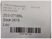 2015-2017 Ford F150 Pickup Truck Crew Cab Driver Upper Roof Curtain Air Bag 2615 - The Parts Farm