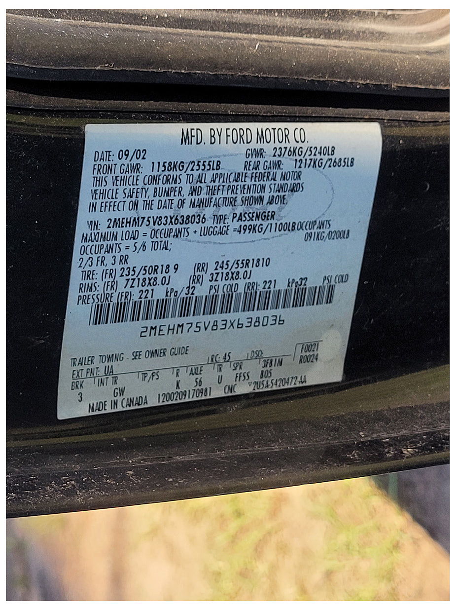 Stock 2623. 2003 Mercury Marauder 4.6L DOHC Engine Auto Trans 193k Miles - The Parts Farm