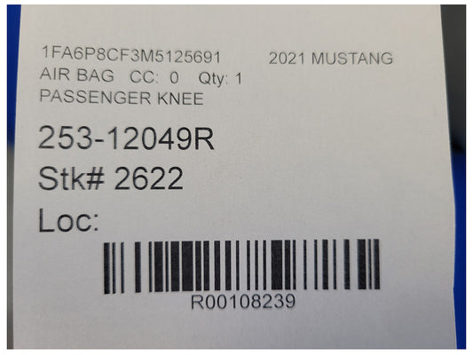 2018-2023 Ford Mustang GT S550 Air Bag Passenger Lower Dash Knee Right 2622